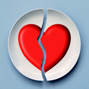 A broken heart on a plate