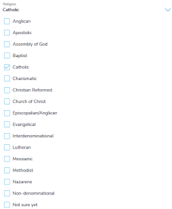 Christian MIngle religions list