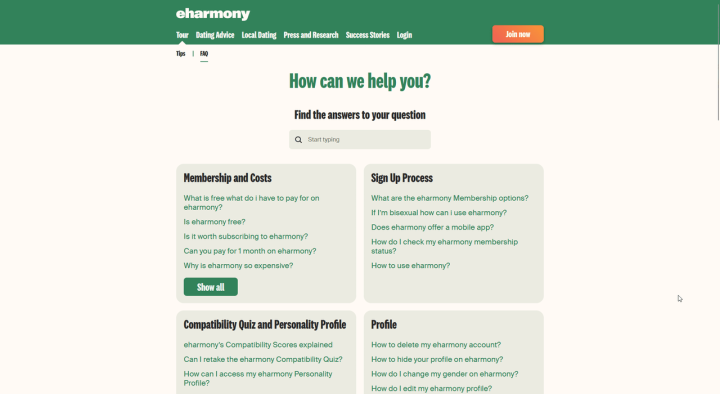 eharmony FAQs