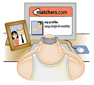 Aging man pretending to be someone else on a dating site.