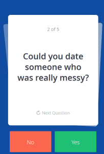 OkCupid personality test question during registration