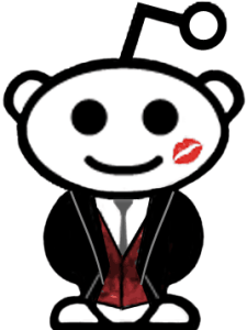 The reddit mascot in a tuxedo